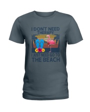 Wine Flip Flops Beach Therapy Ladies T-Shirt thumbnail
