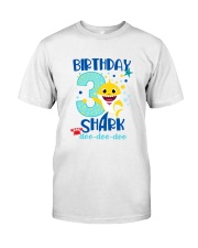 3 Blue Birthday Shark Classic T-Shirt thumbnail