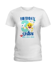 3 Blue Birthday Shark Ladies T-Shirt thumbnail