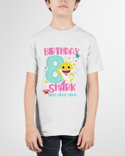 8 Pink Birthday Shark Youth T-Shirt garment-youth-tshirt-front-01