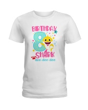 8 Pink Birthday Shark Ladies T-Shirt thumbnail