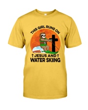 Water skiing Sloth Runs On Girl Classic T-Shirt front
