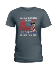 Pit Bull Dad rock them both Ladies T-Shirt thumbnail