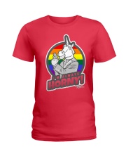 I'm always horny Unicorn Gay Pride Rainbow Circle Ladies T-Shirt thumbnail