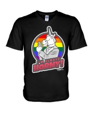 I'm always horny Unicorn Gay Pride Rainbow Circle V-Neck T-Shirt thumbnail