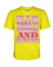 Gay in the USA Today Tomorrow Forever and Always V-Neck T-Shirt thumbnail