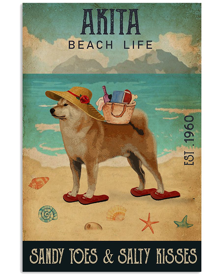 Beach Life Sandy Toes Akita 11x17 Poster