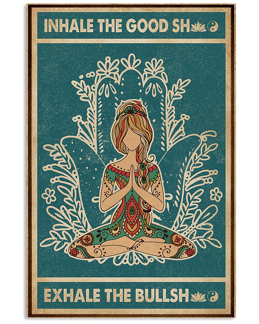 Retro Green Inhale The Good Yoga Girl 11x17 Poster