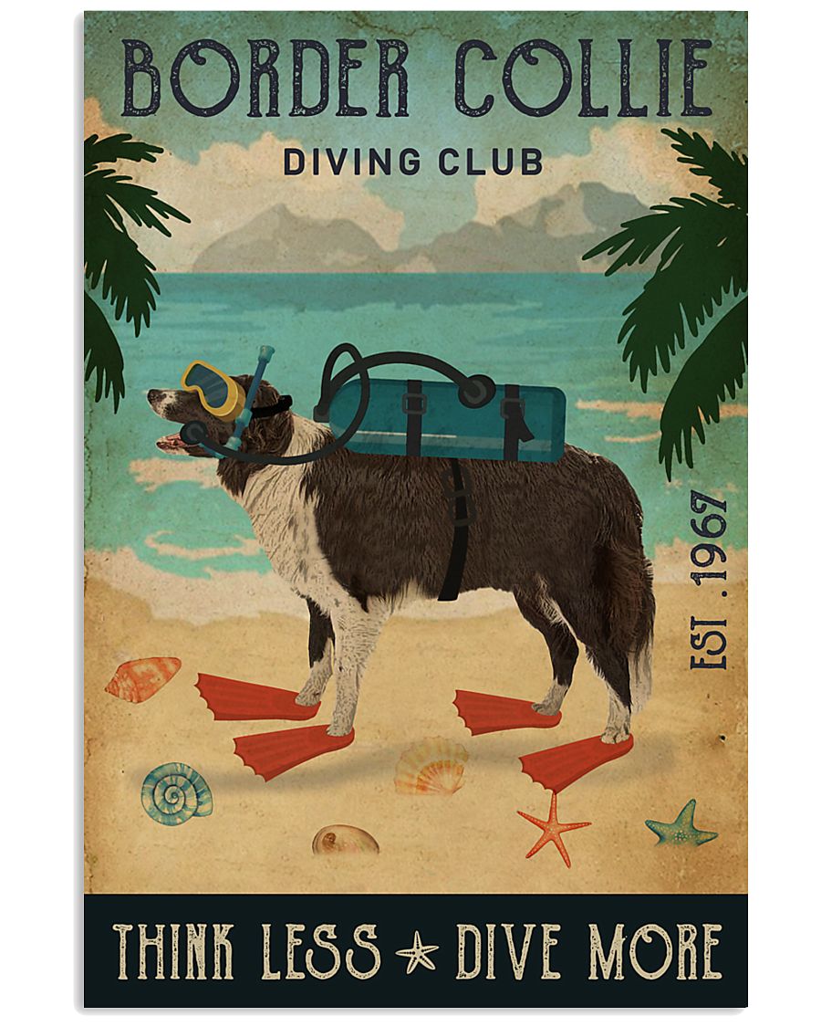 Vintage Diving Club Border Collie 11x17 Poster