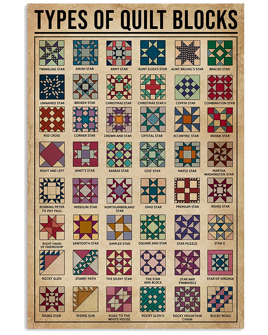 Types Of Quilt Block 11x17 Poster