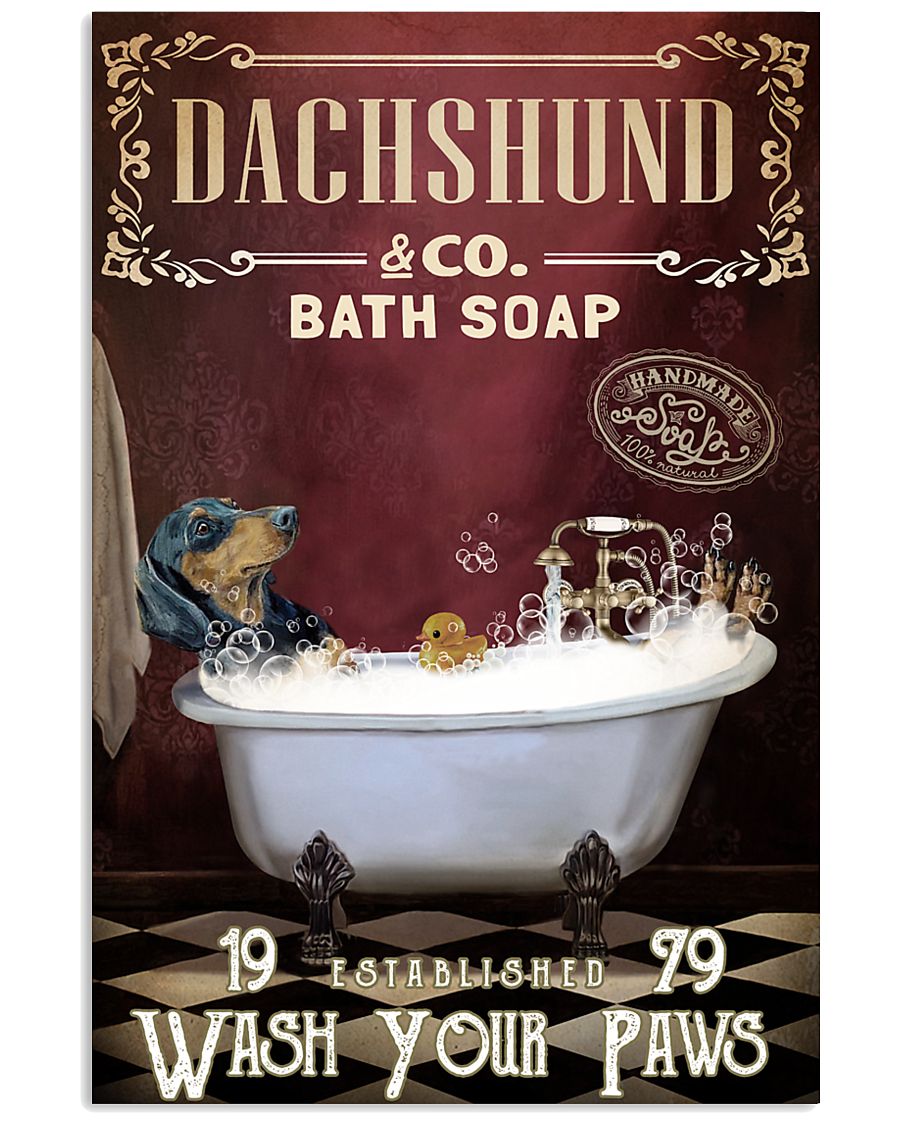 Red Supine Bath Soap Dachshund 11x17 Poster