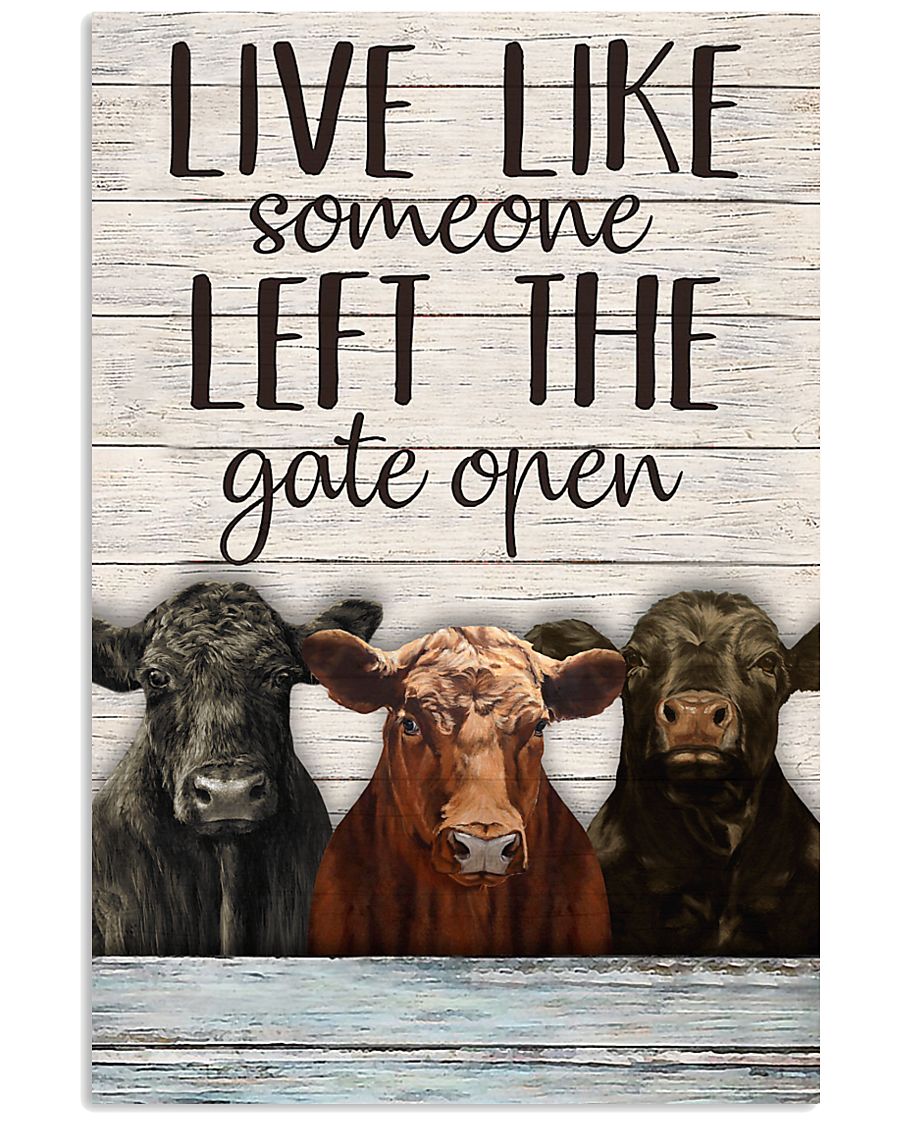White Pallet Left The Gate Open Angus Cattle 11x17 Poster