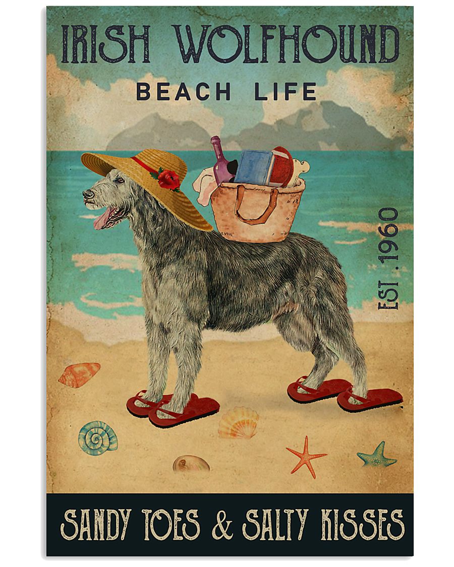 Beach Life Sandy Toes Irish Wolfhound 11x17 Poster