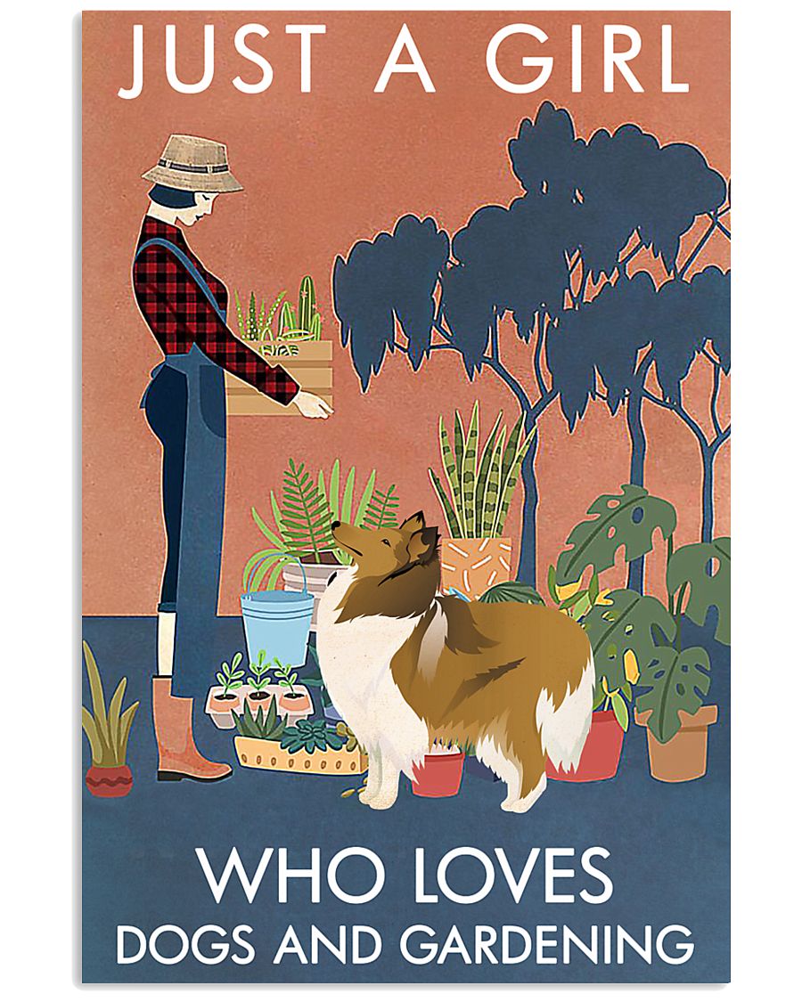 Vintage Just A Girl Loves Gardening And Collie 11x17 Poster