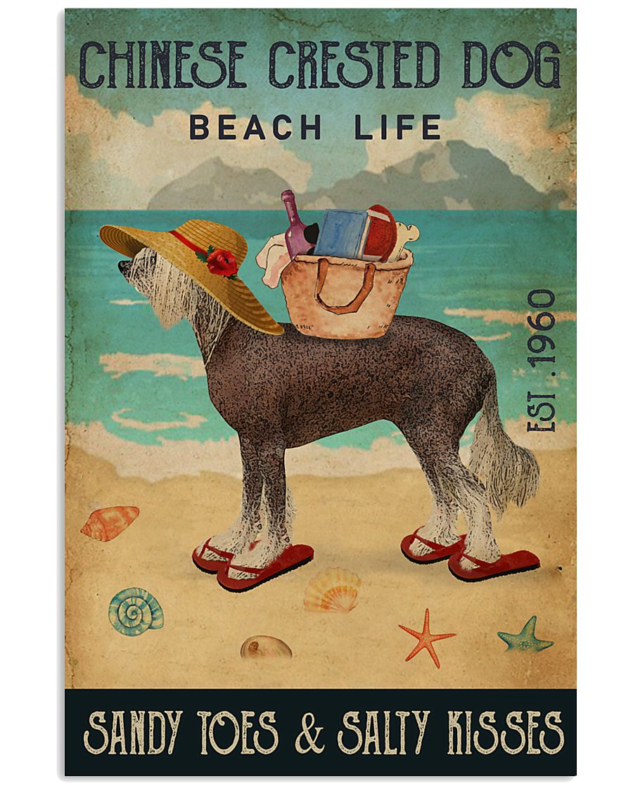 Beach Life Sandy Toes Chinese Crested Dog 11x17 Poster