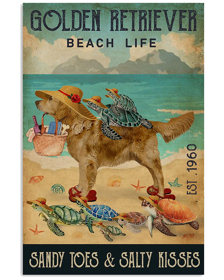 Turtle Beach Life Golden Retriever 11x17 Poster