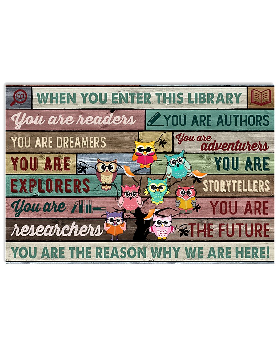 Enter This Library Owl 17x11 Poster