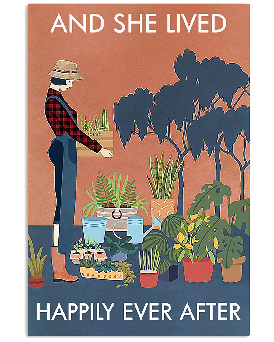 Vintage And She Lived Happily Gardening 16x24 Poster
