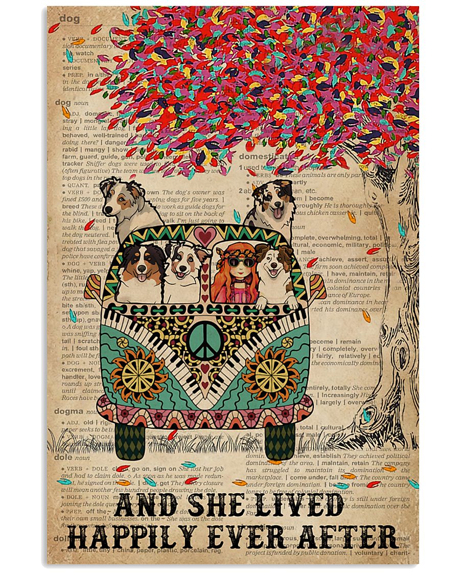 Dictionary She Lived Happily Australian Shepherd 11x17 Poster