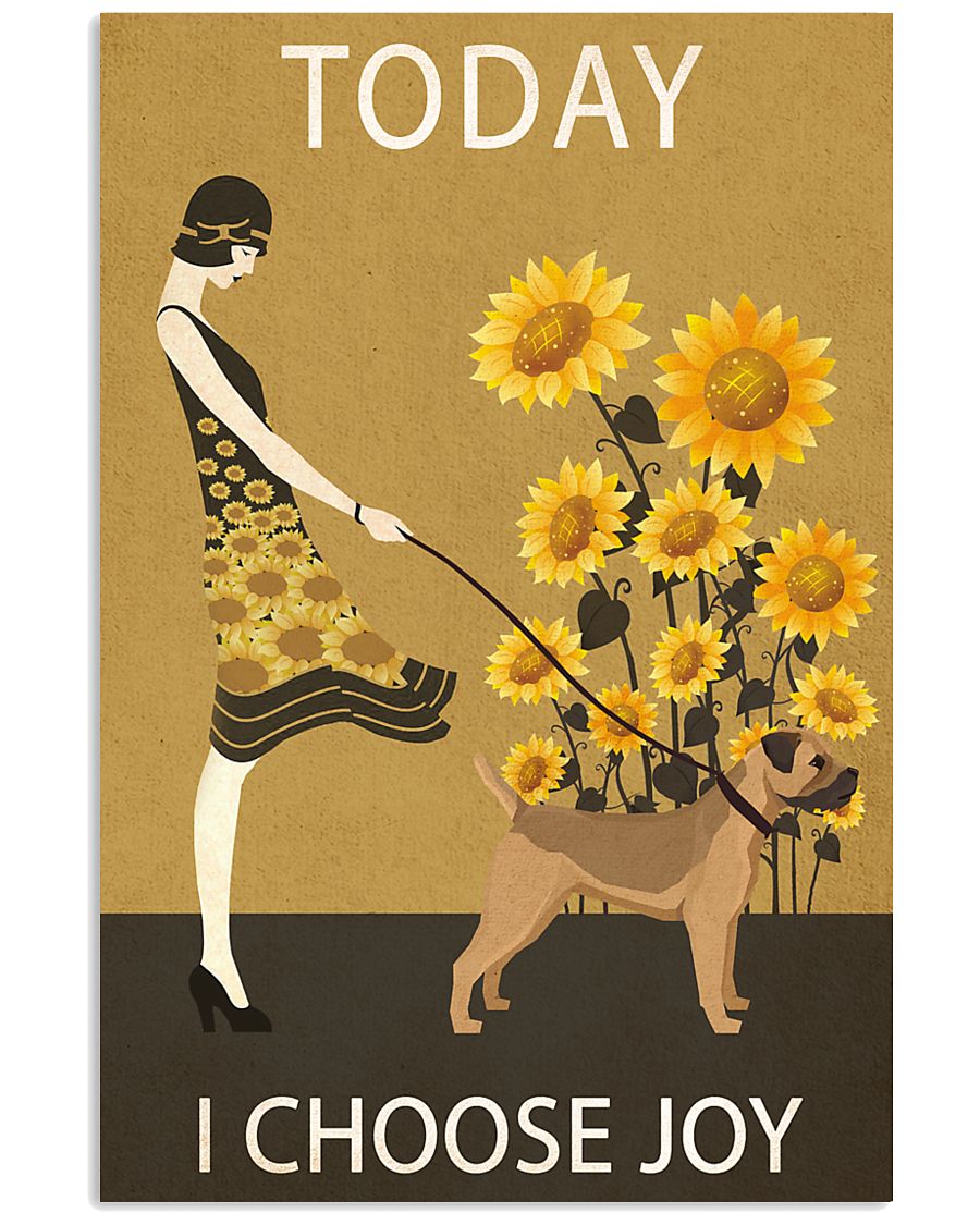 Sunflower Vintage Choose Joy Border Terrier 11x17 Poster