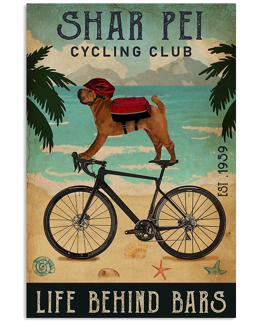 Cycling Club Shar Pei 11x17 Poster