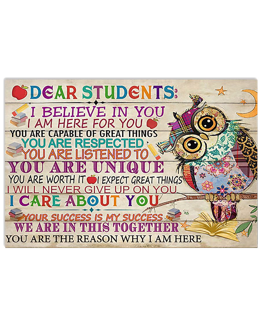 Teacher Owl Dear Students 17x11 Poster