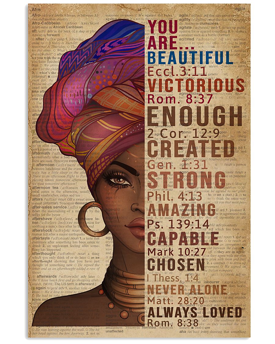 You Are Beautiful Black Girl Dictionary 11x17 Poster