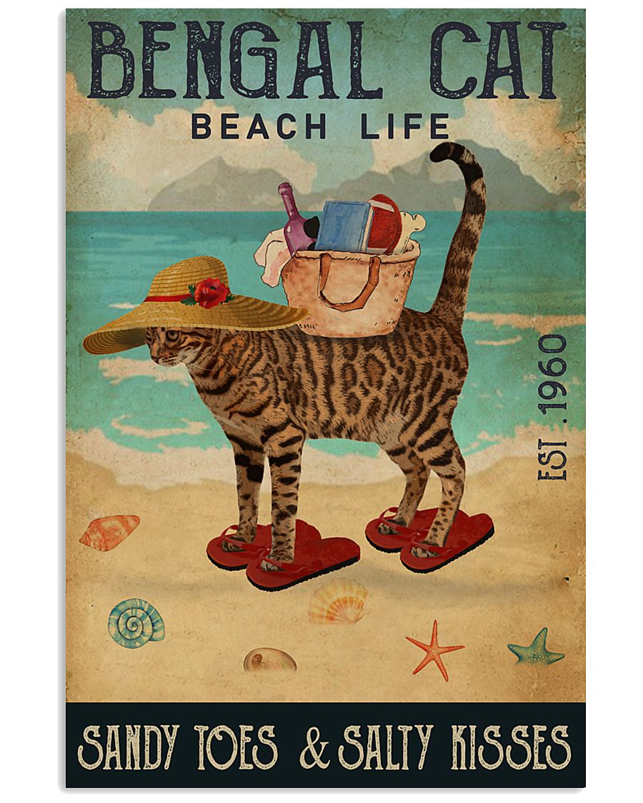 Beach Life Sandy Toes Bengal Cat 11x17 Poster