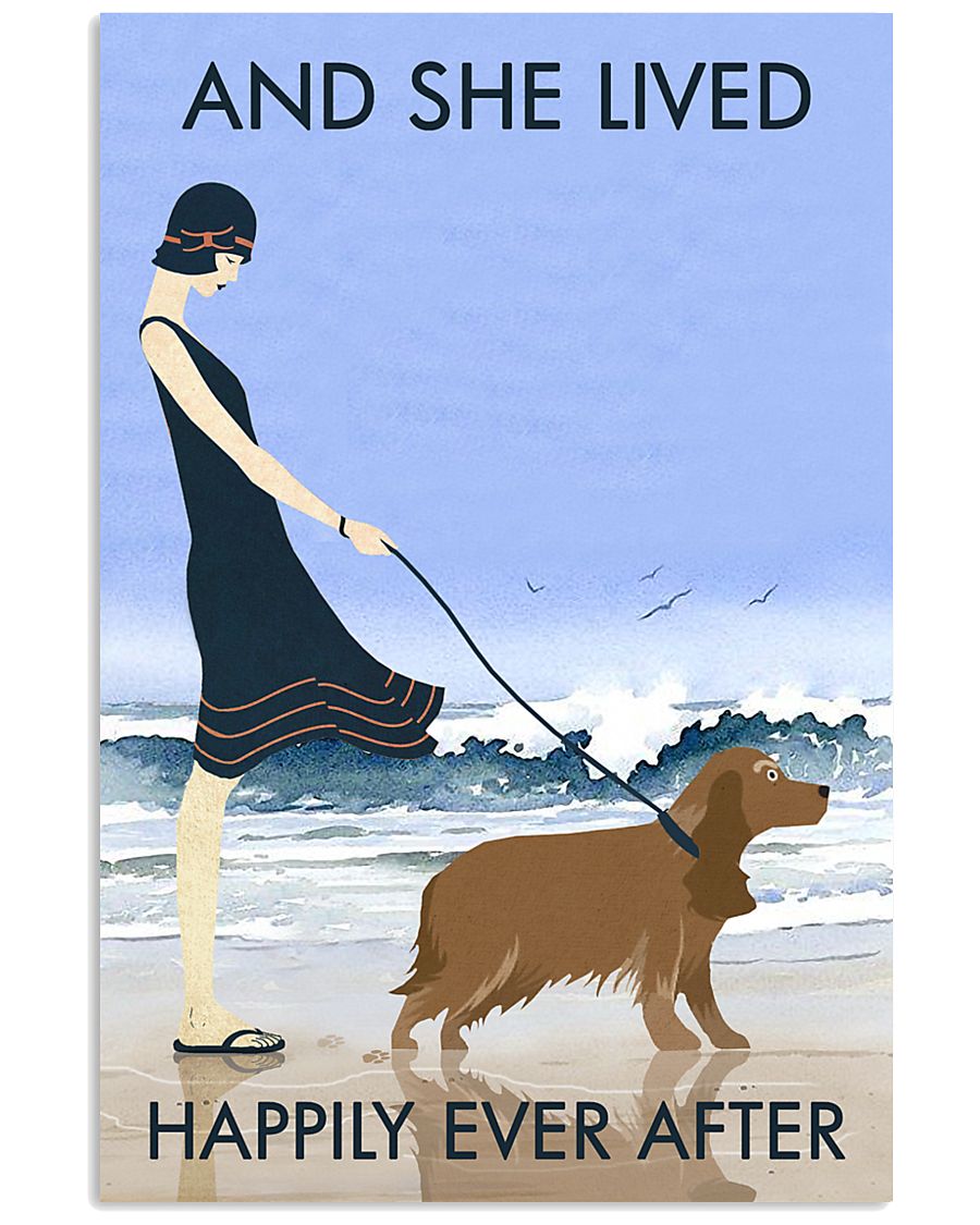 Beach And Dog Cocker Spaniel 11x17 Poster