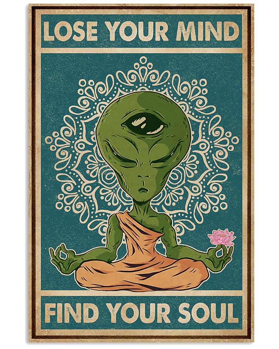 Retro Find My Soul Alien Yoga 11x17 Poster