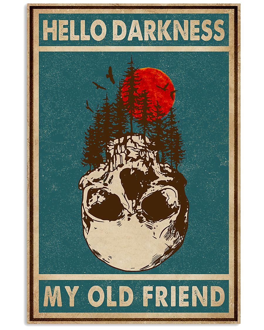Retro Green Skull Hello Darkness 11x17 Poster