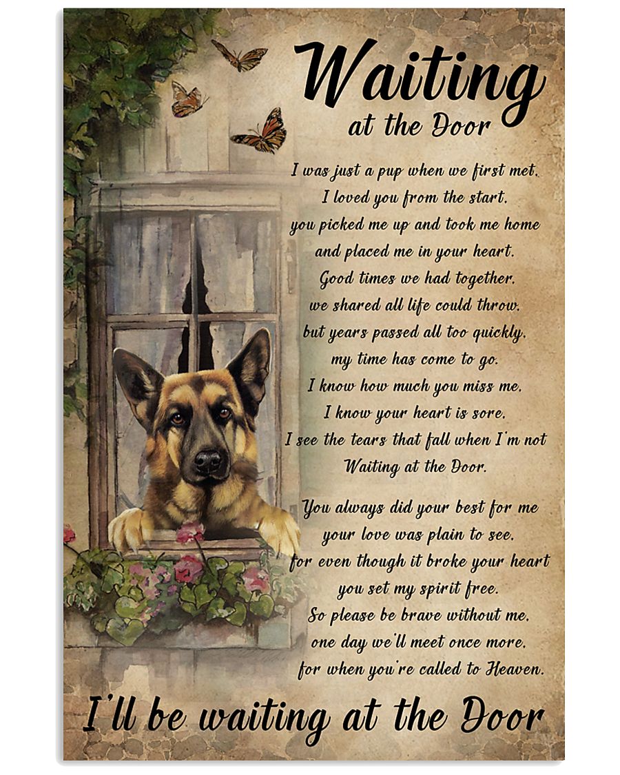 Vintage Waiting At The Door German Shepherd 11x17 Poster
