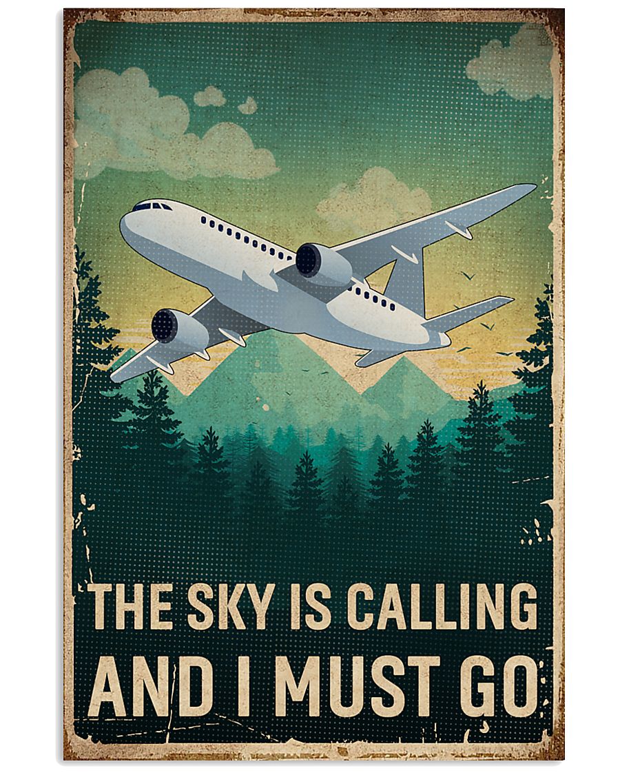 Retro Sky Is Calling Airplane 11x17 Poster