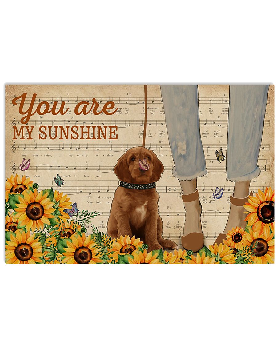 Vintage Sunflower Music Sheet Labradoodle 17x11 Poster