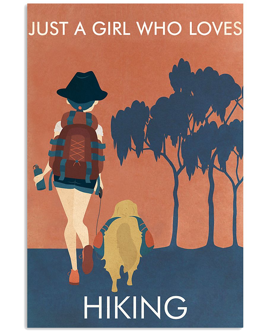 Vintage Orange Just A Girl Hiking 11x17 Poster