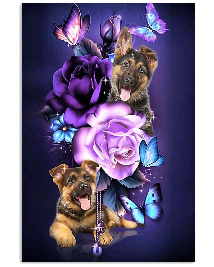 Magic Purple Rose German Shepherd 11x17 Poster