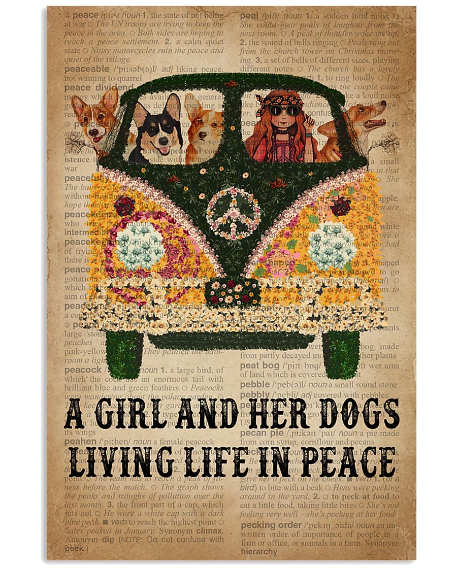 Dictionary Girl In Peace Corgi 11x17 Poster
