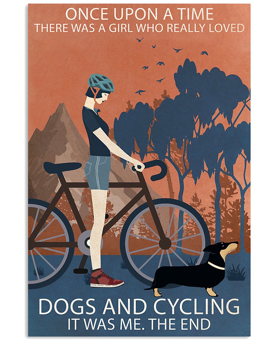 Vintage Once Upon A Time Dachshund And Cycling 11x17 Poster