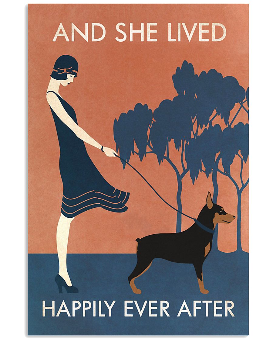 Vintage Girl Lived Happily Miniature Pinscher 11x17 Poster