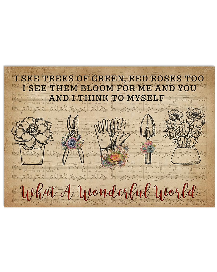 Floral Music Sheet Wonderful World Succulent Tool 17x11 Poster