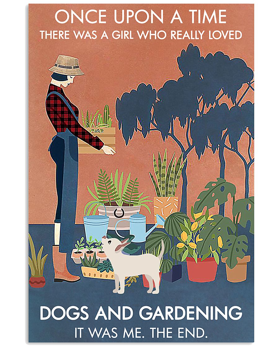 Vintage Once Upon A Time Dog Gardening 16x24 Poster