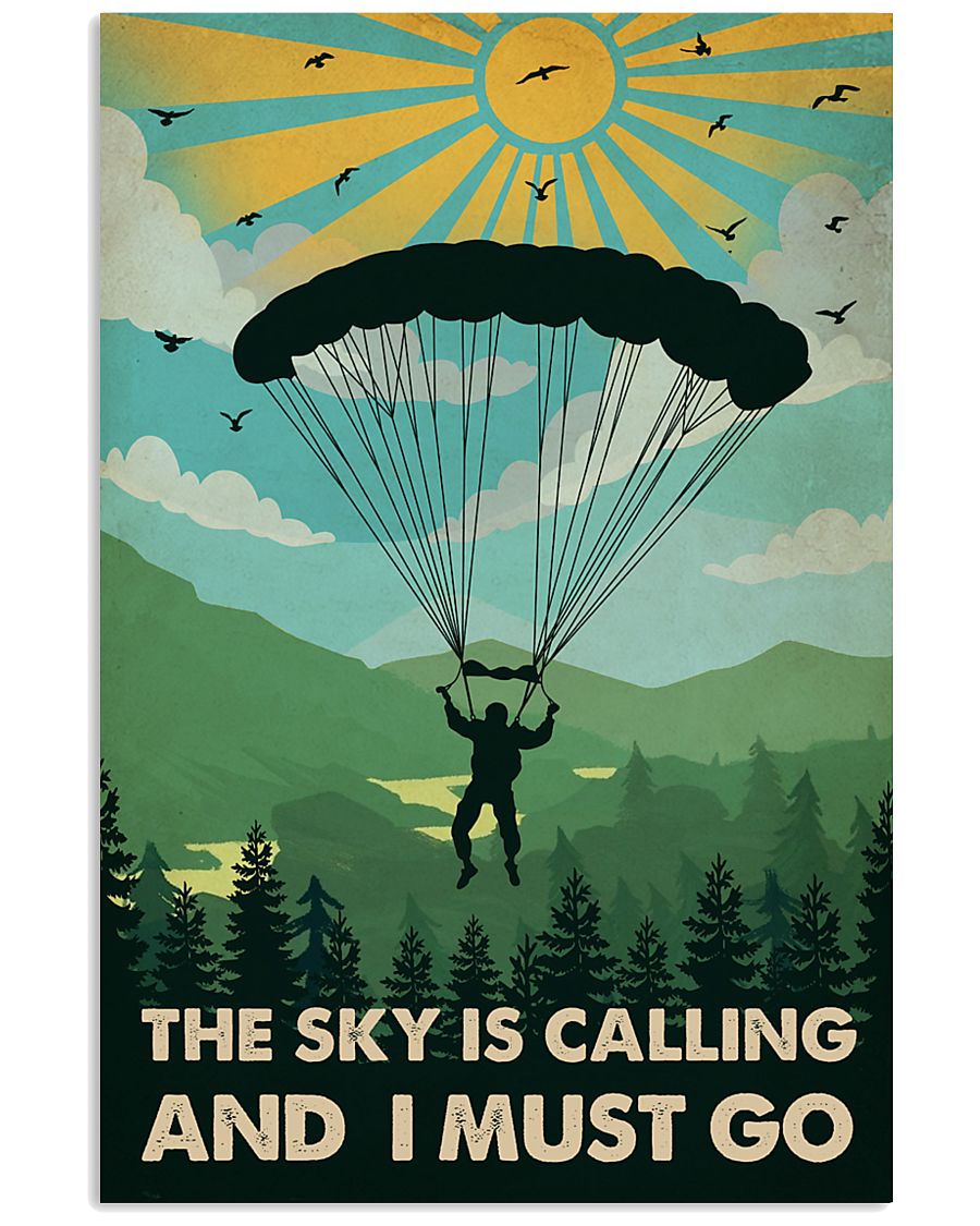 Vintage The Sky Is Calling Skydiving 11x17 Poster