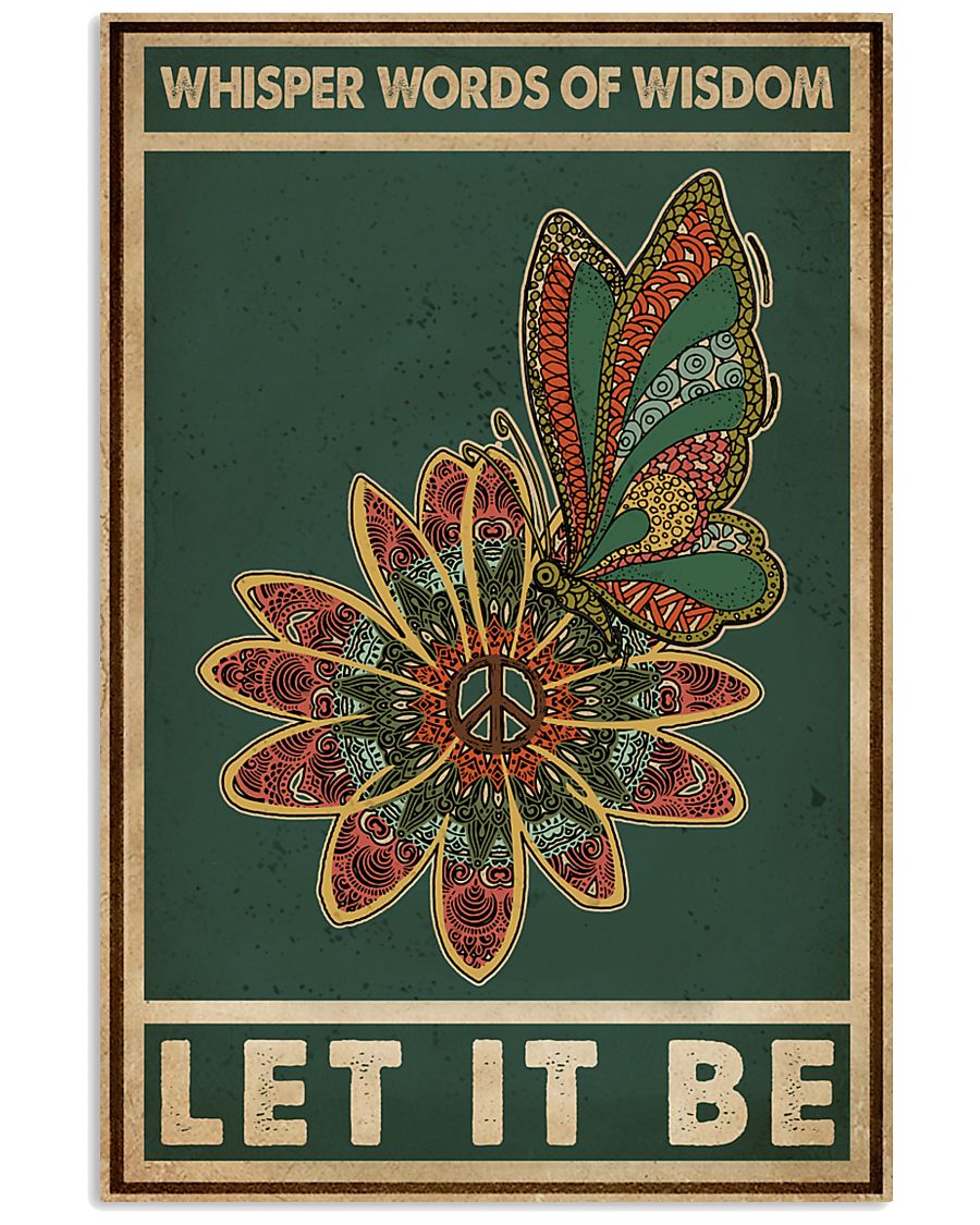 Retro Green Let It Be Butterfly 11x17 Poster