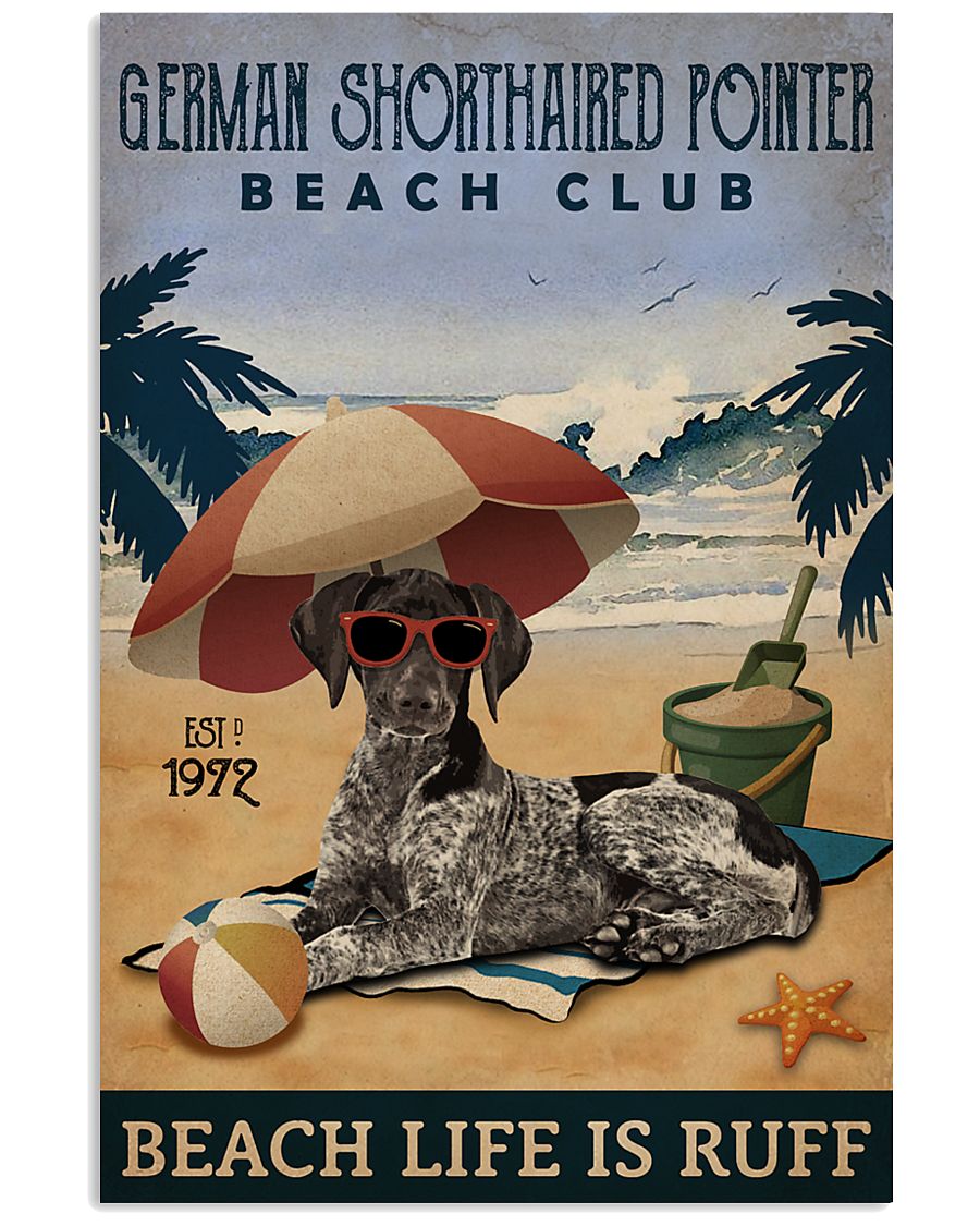 Vintage Beach Club Ruff German Shorthaired Pointer 11x17 Poster