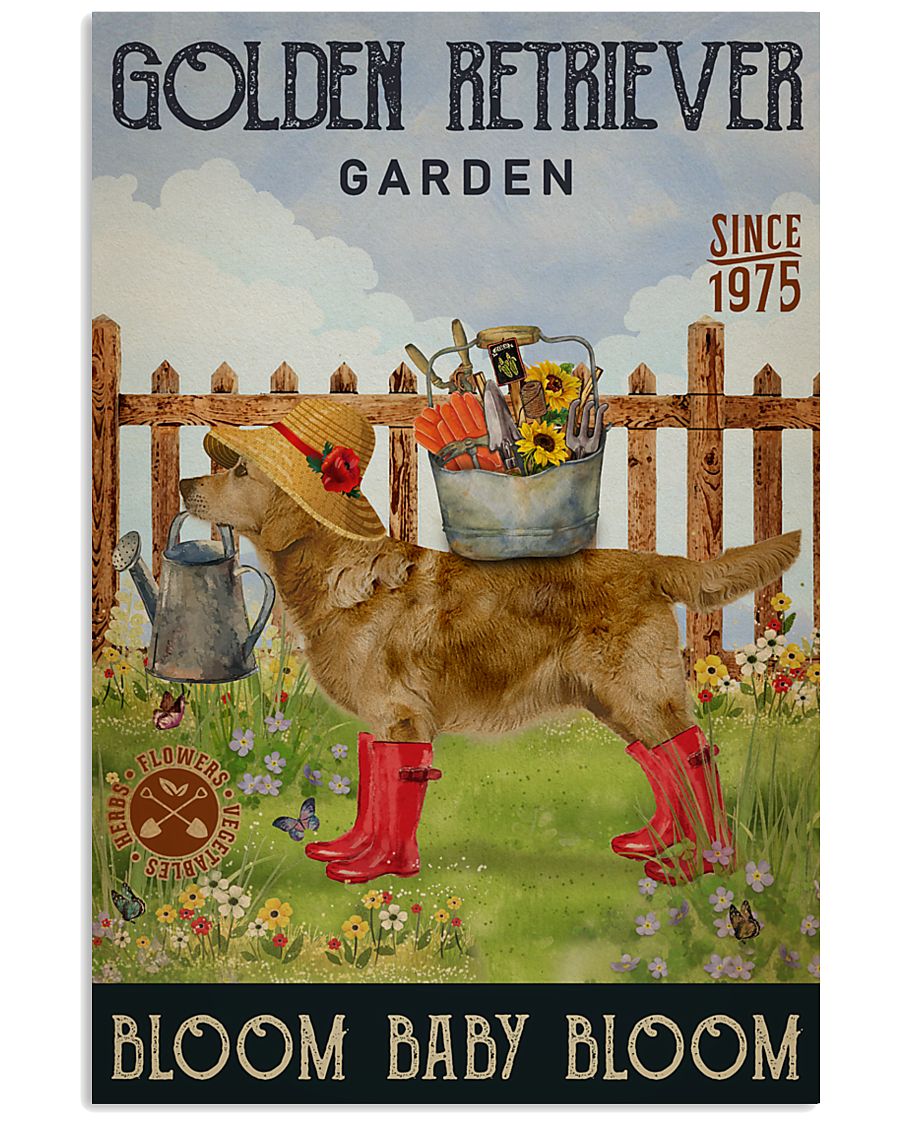 Gardening Bloom Baby Golden Retriever 11x17 Poster