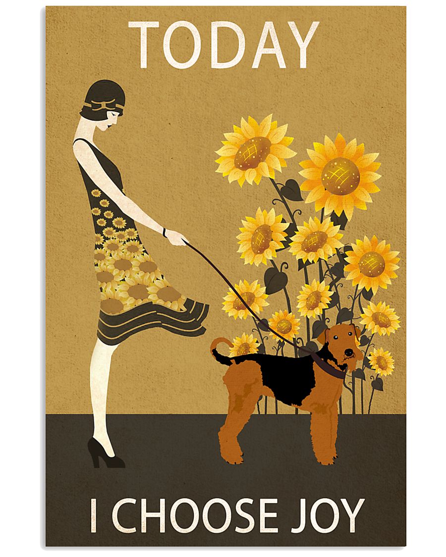 Sunflower Vintage Choose Joy Airedale Terrier 11x17 Poster