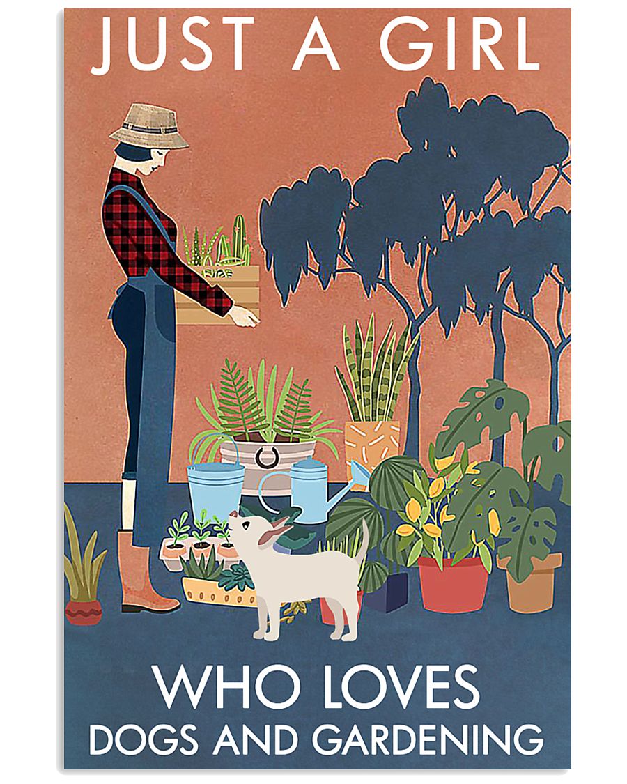 Vintage Just A Girl Loves Gardening And Dog 16x24 Poster