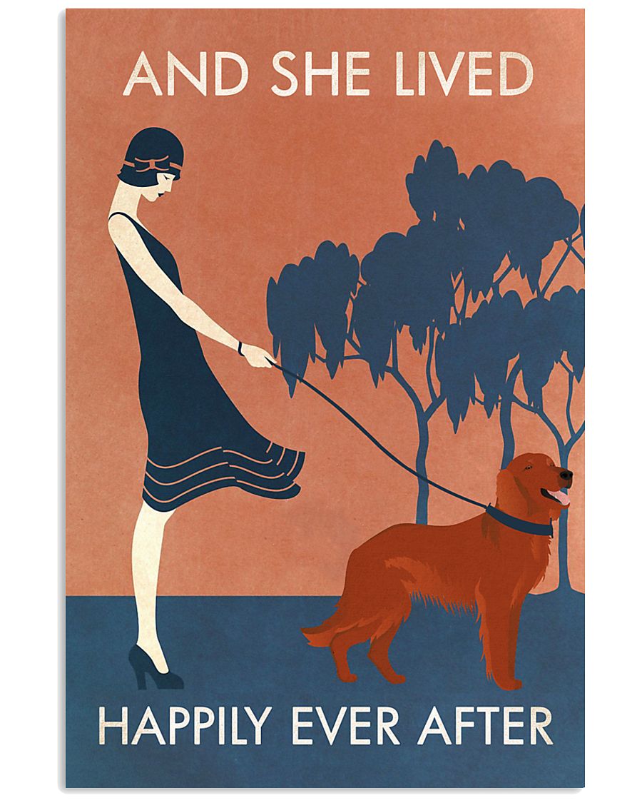 Vintage Girl Lived Happily Irish Setter 11x17 Poster
