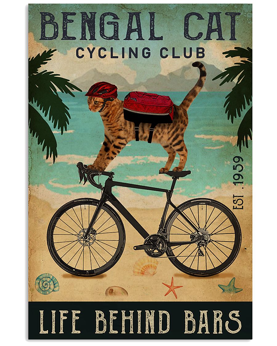 Cycling Club Bengal Cat 11x17 Poster