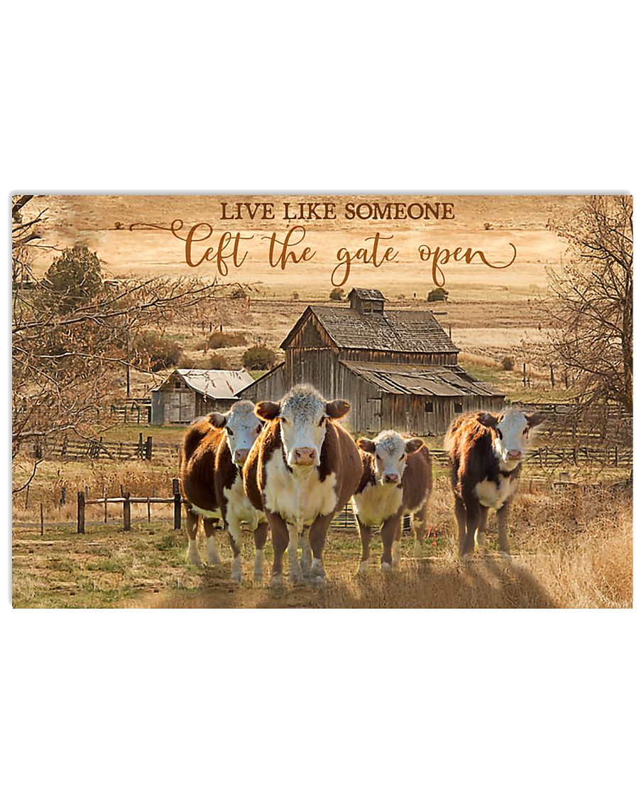 Hereford Cow The Gate Open 17x11 Poster